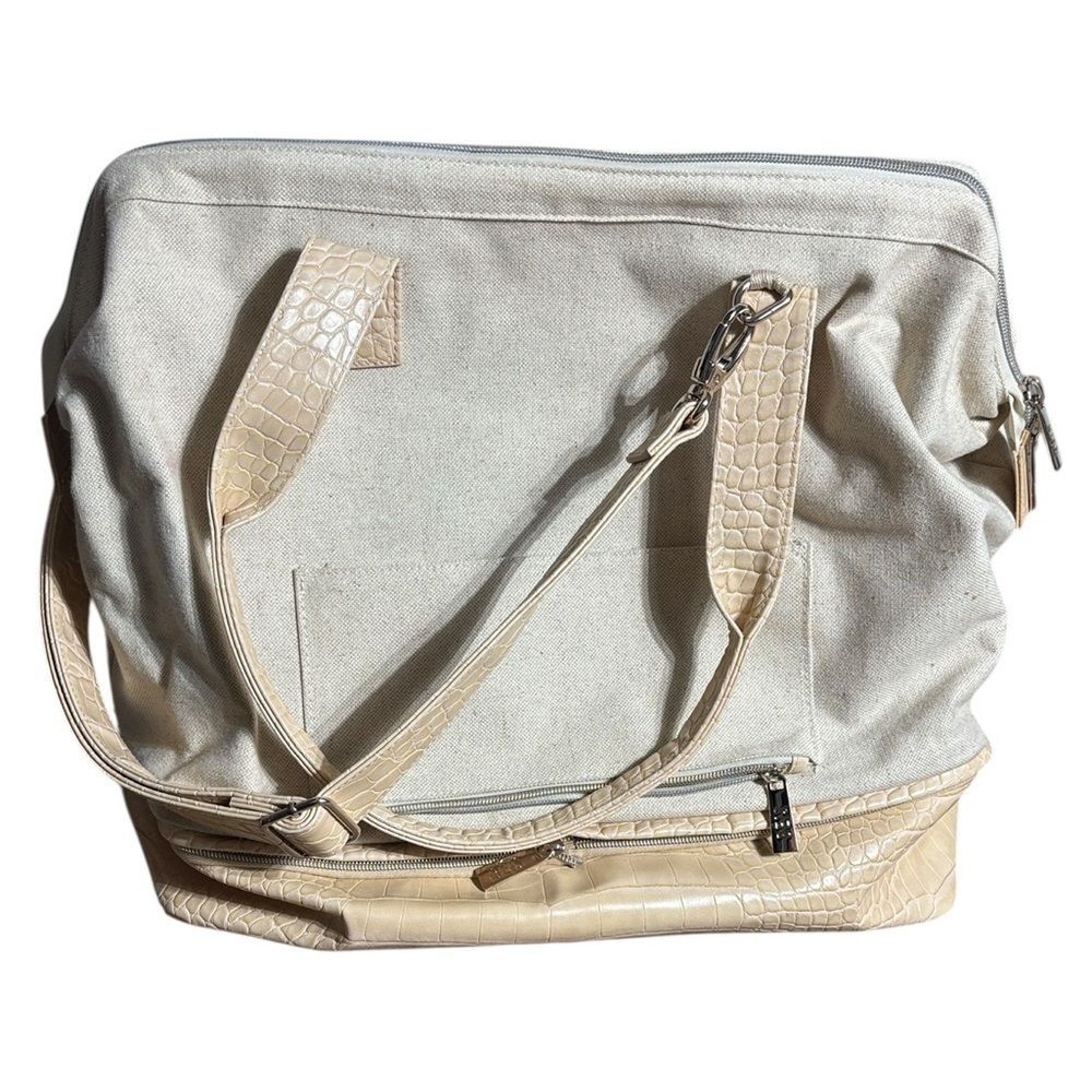 Beis weekender bag‎ beige snakeskin mixed media travel suitcase attach carry on - Picture 2 of 5